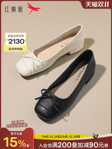 Red Dragonfly Flat Bottom Single Shoes New 2025 Autumn Comfortable Black Leather Womens Low Heel Soft Bottom Sandals