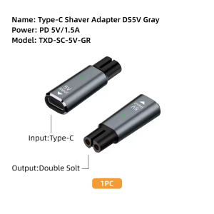 5V 1.5A Type-C Shaver Adapter Charging Converter for Philips One Blade QP4530 QP1924 QP2724 QP2834 with Charging Indicator