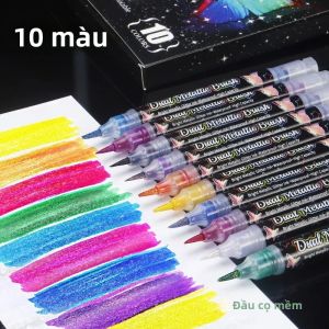 10 Màu Sắc Lấp Lánh Kim Loại Kép Bộ Bút Vẽ Cho DIY Album Tay Tạp Chí Thiệp Chúc Mừng Viết Và Tranh Nghệ Thuật Bút Đánh Dấu