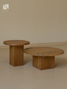 NONG HOME | Retro Style Teak Wood Round Coffee Table