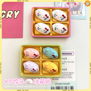 Sanrio | KT Cat Dumpling Fridge Magnets Kitty Miniature JP Anime Kuromi Cartoon Food Simulation Toys Kawaii 3D Home Decoration Gift Resin