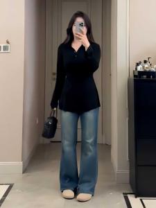 plus Size Slim Fit Polo Neck Long Sleeve T-Shirt Womens Style Korean Version Classic Pattern Comfortable Material Autumn New Arrival