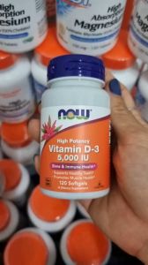 NOW Foods Vitamin D-3 125 mcg (5000 IU) 120 viên gel - TĂNG CƯỜNG SỨC ĐỀ KHÁNG SỨC KHỎE XƯƠNG KHỚP