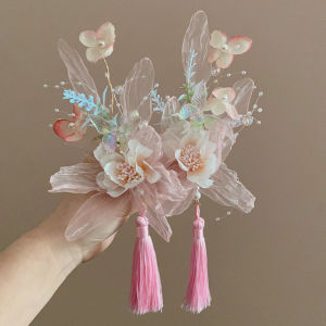 Princess Style Side Hair Clip for Girls Children Hanfu Headwear Floral Hair Accessories Korean Version Star Galaxy Brand