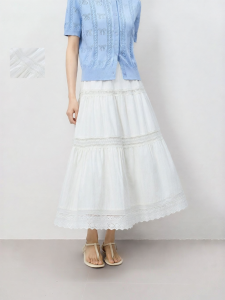 INMAN | French Lace Edge Cotton A-line Skirt