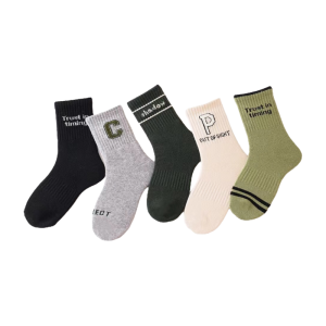 5 Pairs Letter Sports Children Boys Socks Trendy Cool Cute Vitality Comfortable Soft Breathable Socks For Kids Boys Girls