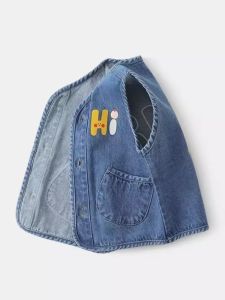 Casual Style Boys Denim Vest Spring Summer Outerwear Fashionable Baby Innerwear Light Simple Design Childrens Clothing