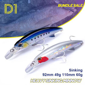 D1 2PCS Heavy Sinking Minnow Fishing Lure 92mm/49g 110mm/60g Hard Bait Jerkbait Wobbler For Sea Bass Tuna Fishing Tackle DT5005