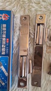 Hadware Collection 2 Pcs Hardware Silver Tone Rectangle Sliding Window Lock Barrel Bolts Safety Lock