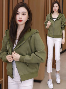 Shalldoer | Hooded Open-Front Zipper Short-Sleeve Womens Sweater 2025 Spring-Autumn Season Petite Casual