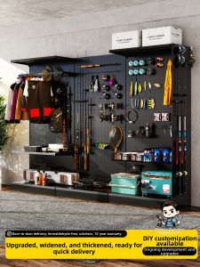 Fishing Gear Storage Shelf Walnut Wood Metal