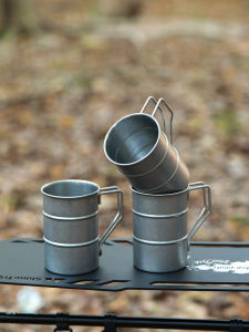 แก้วกาแฟสไตล์จีน 304 สแตนเลส สำหรับกลางแจ้ง แก้วเบียร์ แก้วน้ำ ดื่มตรง ดีไซน์ย้อนยุค สำหรับการปิกนิก แคมป์ งานปาร์ตี้