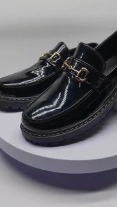 Mens Black Shoes Casual Business Formal Rubber Leather Shoes Fashion Oxford Shoes ATM07