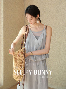 Visually Slimming V-neck Lace Tank Two-piece Effect Dress