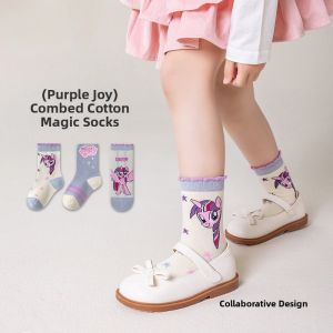 Princess Style Girls Mid-calf Socks Baby Cartoon Cotton Thin Autumn Winter Long Socks Spring Cute Childrens Cotton Socks