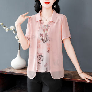 DAIXIANGFEIZI | Chiffon Floral Shirt Women Short Sleeve 2026 Spring Autumn New