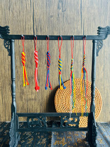 Tibetan Style Handmade Woven Rope Vajra Knot Keychain Bag Charm Peace And Happiness Knot Couple Model Mobile Phone Chain