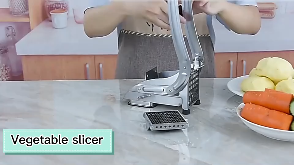 Stainless Steel French Fries Potato Chips Strip Slicer Cutter Chopper Chips Machine with 2 Blades