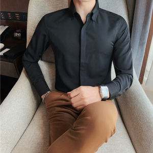 Long Sleeves Classy Drape Casual Shirt Mens Spring and Autumn Silm White Shirt Men Inner Suit Business Shirt