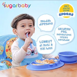 SUGARBABY Healthy Silicone Spoon With Cover Isi 2 / Sendok Silikon Makan Bayi