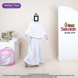 Gamis Seragam Sekolah Hitam Putih gamis sekolah Putih Putih by Shafiya Kids