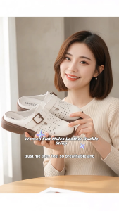 Breathable Mesh Womens Heels Mules Square Toe Style for Outdoor Wear