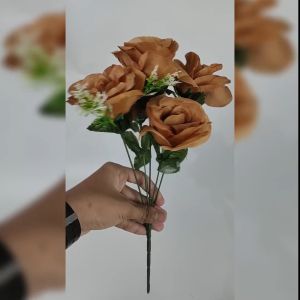 Mawar Wave Cabang 5 Buatan Artificial Bunga Rose Tangkaian Bahan Kain Tiruan Buatan Import Hiasan Dekorasi Murah