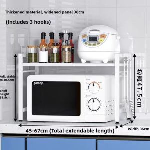 Adjustable Kitchen Organizer Shelf for Microwave Oven Rice Cooker Seasoning Storage