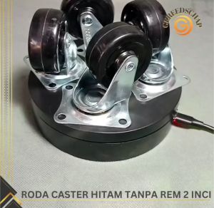 4 pcs Roda Caster Gepeng Hitam Karet Tanpa Rem Hidup 2 Inci Etalase Troli
