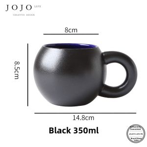 Black and White Fat Handle Aesthetic Mug