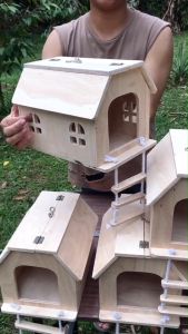 บ้านนก บ้านชูการ์ ขนาดจัมโบ้ บ้านไม้สำหรับสัตว์เลี้ยง รุ่นใหม่ มินิมอล WC07#