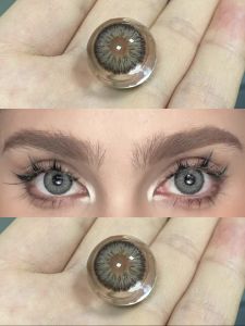Cute Korean contact with solution Regular Grey/Brown es Yearly Use Contact normal 14.5