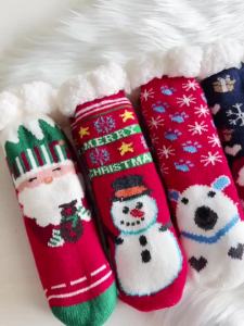 Winter Kids Cartoon Christmas Socks Boys Girls Thicken Cotton Warm Floor Children Sock Non-Slip Thermal Cute Family Socks