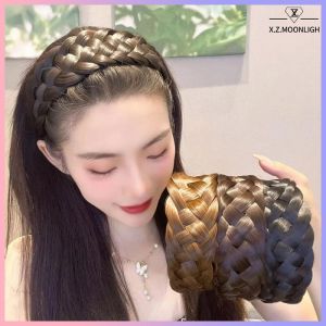 【X.Z. Moonligh】tóc Giả Bện Rộng Băng Đô Xoắn Băng Đô Cài Tóc Dây Buộc Tóc Thủ Công Phần Trên Sọ Cao Phụ Kiện Tóc