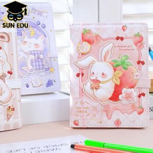 Cute Cartoon Bunny Notebook Planner Agenda Magnetic Buckle Leather Travel Diary Notepad Journal Stationery