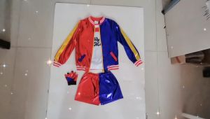 【Great Selection】 Cool Coss 6pcs/set Suicide Squad Harley Quinn Costume Cosplay Halloween Party Dress for kids