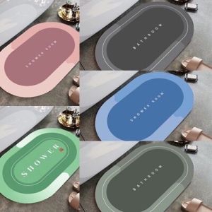 H211 พรมปูพื้น ดูดซับน้ำได้ดี กันลื่น แบบแห้งเร็ว สไตล์นอร์ติกสำหรับห้องน้ำ พรมห้องน้ำ พรมดอกไม้ พรมซิลิโคนไดอะตอม