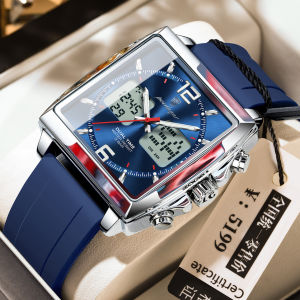 POEDAGAR electronic watch for men waterproof original silicon strap multifunctional square watch sports