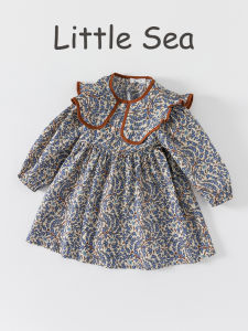 French Style Pure Cotton Floral Print Girls Dress Autumn Spring Season Casual Princess Skirt Childrens Clothing Baby Girls Dress