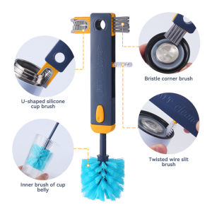 Sikat Pembersih Botol 4In1 Multifungsi Sikat Cuci Botol Susu Bayi & Botol Minuman Cup Cover Cleaning Brush Corner Crevice Sikat Cuci Kitchen Cup Cleaning Brush Tea Cup Glass Washing Tool