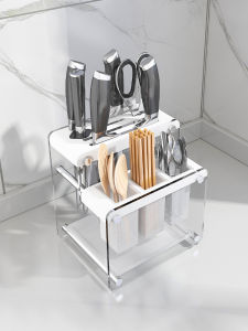 Acrylic Knife Rack Storage Rack Countertop Kitchen Kitchen Knife Rack Knife Holder Chopsticks Box Integrated Insert Knife Storage Rack