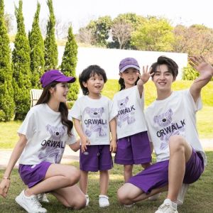 2024 New Family Matching Summer Clothes Short Sleeve Trendy T-Shirts for Mom Dad And Kids Four People Set Casual Style Cotton