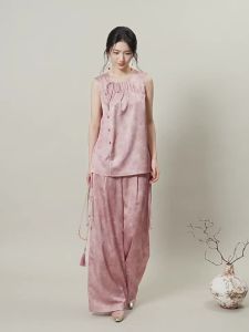 HOPESHOW | Flowing Chinese Style Leisure Trousers with Beads Rope