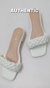 Azalea Myla in White - 1 inch heel braided straps sandals