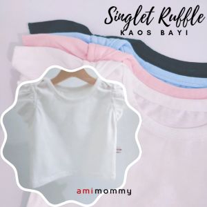 Amimommy Kaos Singlet Bayi Lengan Ruffle Pakaian Baju Dress Anak Katun