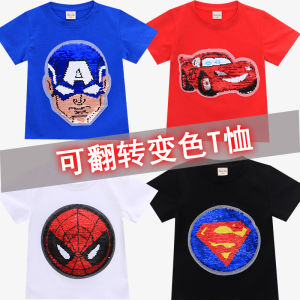 Internet Celebrity Color Change Sequins Thin Cartoon Short Sleeve T-shirt