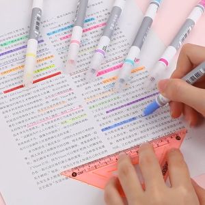 Pen Penanda Boleh Padam Warna Pastel Dua Kepala Untuk Pelajar Buat Nota Sorotan Erasable Fluorescent Double Headed Marker Students Hightlighter Pen Color Marker Pen 可擦荧光笔双头标记学生用淡色系按动记号笔粗划重点做笔记小工具 E279