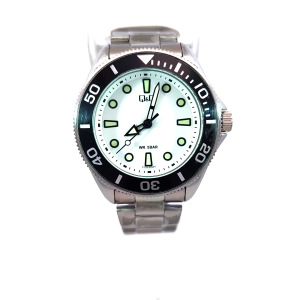Q&Q C72A-003PY* Silver & Black Mens Diver-Style Stainless Steel Watch