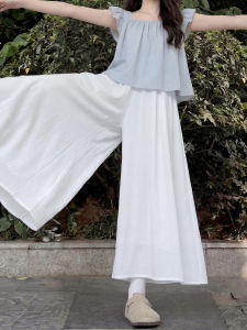 YAYANGREN | White Summer Skirt Pants Mid Waist Mini Figure Ice Silk Loose Culottes Skirts