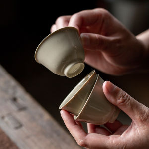Handmade Retro Grass and Wood Ash Tea Cup Tea Cup Ceramic Small Cup Tasting Cup Master Cup Tea Bowl Tea Cup Kung Fu Tea Set
